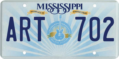 MS license plate ART702
