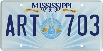 MS license plate ART703