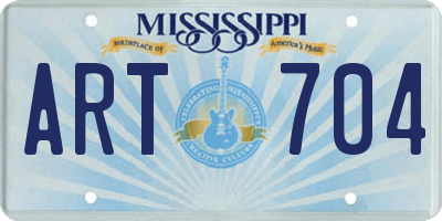 MS license plate ART704