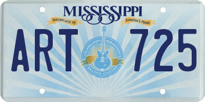 MS license plate ART725