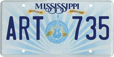 MS license plate ART735