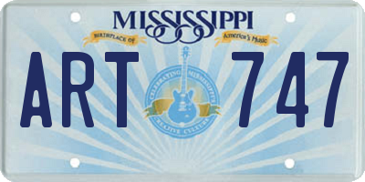 MS license plate ART747