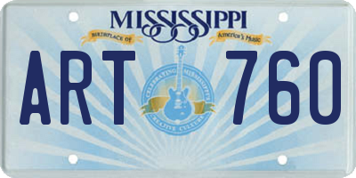 MS license plate ART760