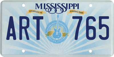 MS license plate ART765