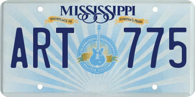 MS license plate ART775