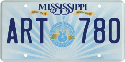MS license plate ART780