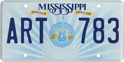 MS license plate ART783