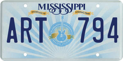 MS license plate ART794