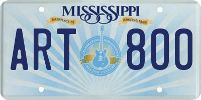 MS license plate ART800