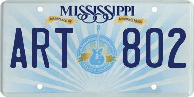 MS license plate ART802