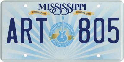 MS license plate ART805