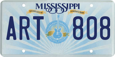 MS license plate ART808