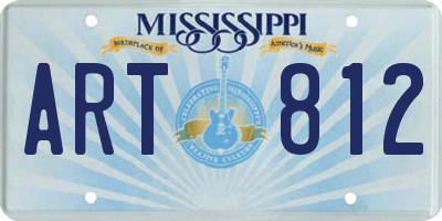 MS license plate ART812