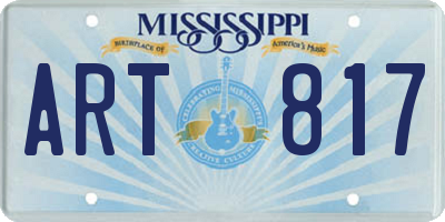MS license plate ART817