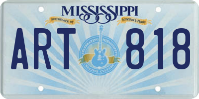 MS license plate ART818