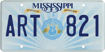 MS license plate ART821