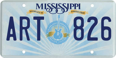 MS license plate ART826