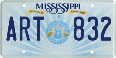 MS license plate ART832