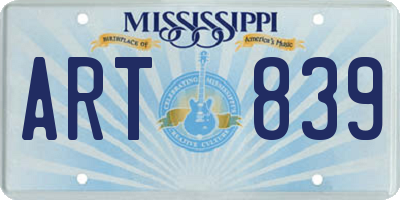 MS license plate ART839