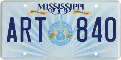 MS license plate ART840