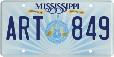 MS license plate ART849