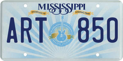 MS license plate ART850