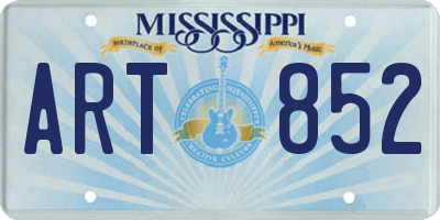 MS license plate ART852