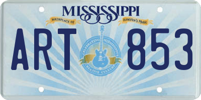 MS license plate ART853