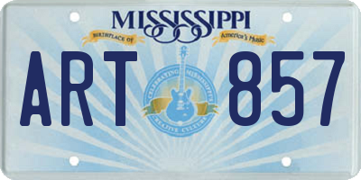 MS license plate ART857