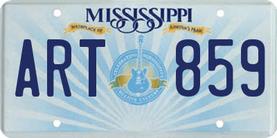 MS license plate ART859
