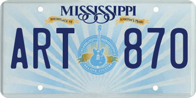 MS license plate ART870