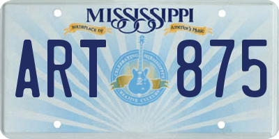 MS license plate ART875
