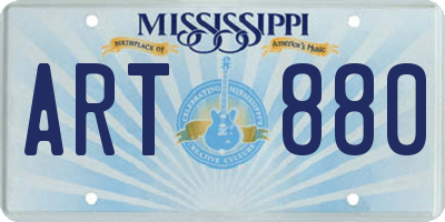 MS license plate ART880