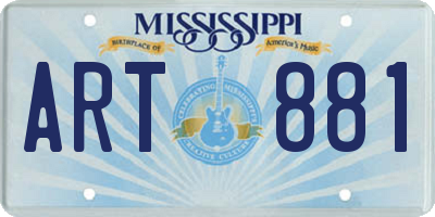 MS license plate ART881