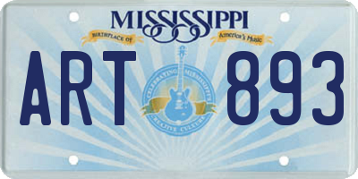 MS license plate ART893