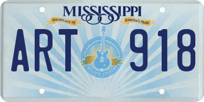 MS license plate ART918