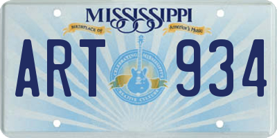 MS license plate ART934