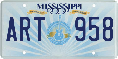 MS license plate ART958