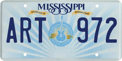 MS license plate ART972