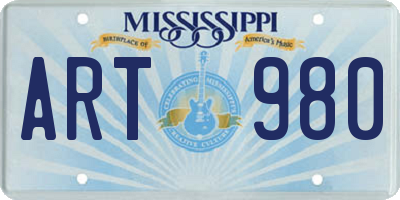 MS license plate ART980