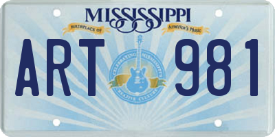 MS license plate ART981