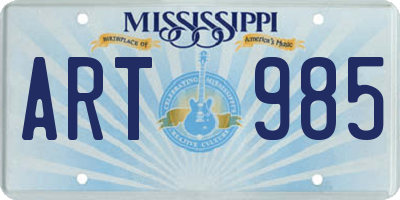 MS license plate ART985