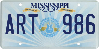 MS license plate ART986