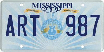 MS license plate ART987