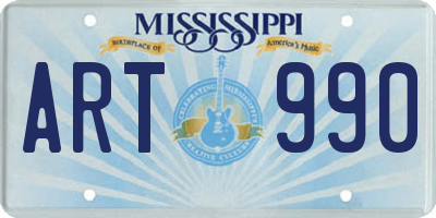 MS license plate ART990