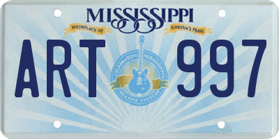 MS license plate ART997