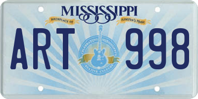 MS license plate ART998