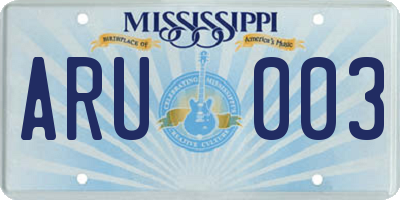 MS license plate ARU003