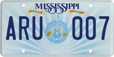 MS license plate ARU007