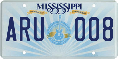 MS license plate ARU008